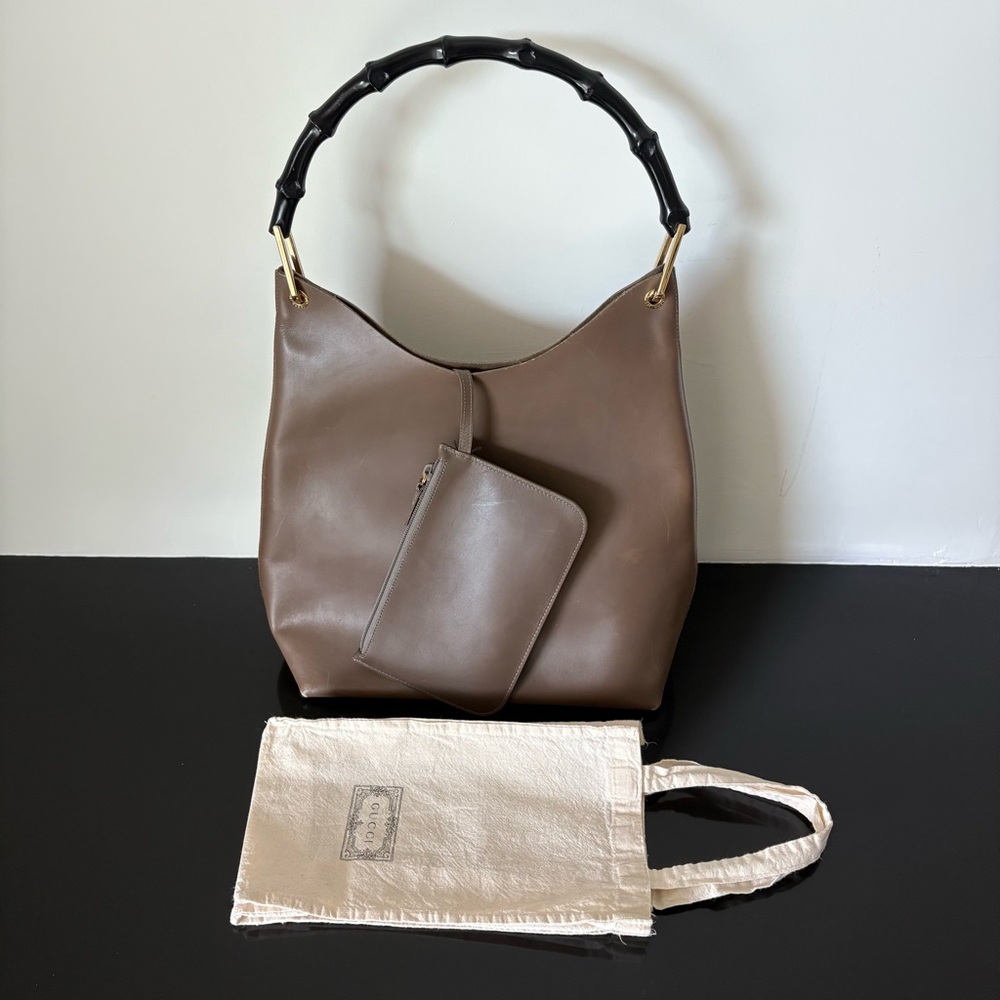 Gucci x Tom Ford Era Vintage Bamboo Shopper – Taupe Leather